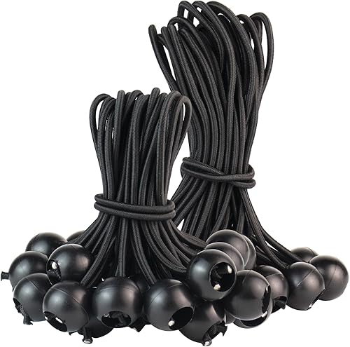 Spanngummis mit Kugel Planenspanner Gummispanner Zeltgummis - 50 Stück Zeltgummi Planengummi Befestigung Expanderschlingen mit Kunststoff-Kugel, Schwarz Zeltspanner für Planen Zelt Banner - Cheap-Us