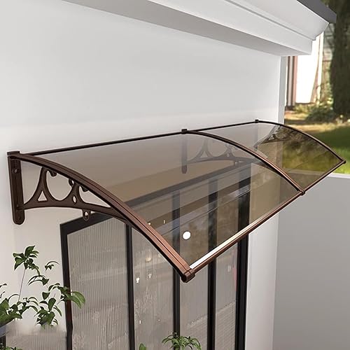 Vordach Haustür Überdachung,Vordach Überdachung Haustürvordach,99% Uv-Block Haustürvordach Pultvordach,60/80/100/120/150 cm Breite Optional,Vordach für Eingangstür (80x120cm/32 x47) - Cheap-Us