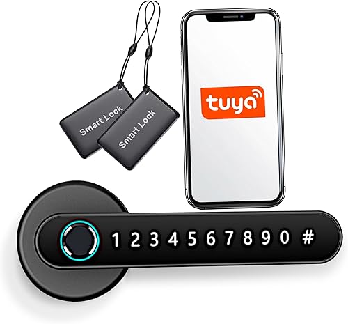 Türschloss Fingerabdruck, Smart Lock, Elektronisches Türschloss - Für Türen mit einer Stärke von 35-55 mm - smartes türschloss - Magnetkarte und App - Door Lock USB-aufladbarer - Cheap-Us