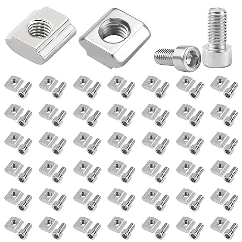 50 Stück Nutensteine M5 mit Schraube, Edelstahl T Nutenstein Nut 6 Serie 2020 T Nut Muttern Typ B, Innensechskantschraube Steckverbindersatz T Nut Hammermutter für Aluminiumprofil-Extrusionsschlitz - Cheap-Us