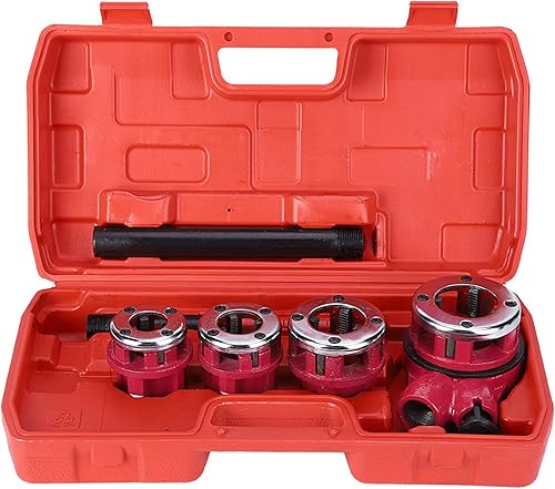 Rohrgewinde Satz, Industrial super Cut Premium Qualität - 4 teiliger Gewindeschneidkluppensatz, Manuelles Installationsset für Klempner Rohre 1/2'3/4' 1'1-1/4' Einfädelwerkzeug - Cheap-Us
