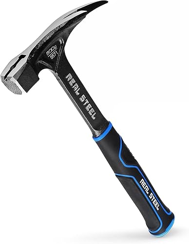 REAL STEEL Latthammer, 600 g Klauenhammer Zimmermannshammer mit Magnetischem Nagelhalter und Gefräster Schlagfläche (Ein Stück geschmiedet) - Cheap-Us
