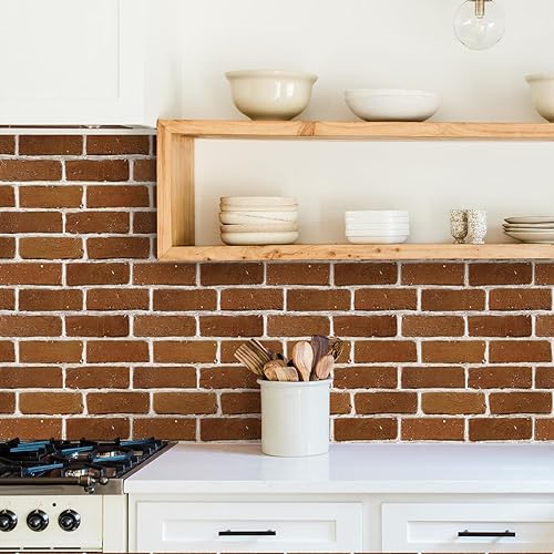 Commomy 10 Stück 3D Wandpaneele Steinoptik Selbstklebend 30 x 30 cm Ziegelstein Wandverkleidung Steinoptik PVC Tapete Wandpaneele Selbstklebend für Wohnzimmer Schlafzimmer Innendekoration - Cheap-Us