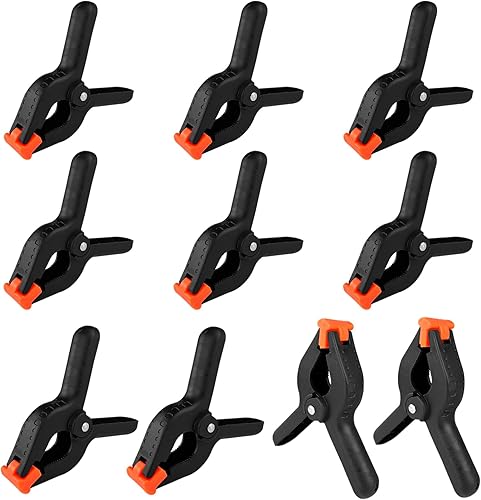 Diompirux 10 stück Federzwinge für Leimen, Pool, Fotografie, Klemmzwingen mit großer Spannweite, Hochleistungs Schwarze Nylon Federklemmen, für die Holzbearbeitung, Fotostudios, Fotohintergrund - Cheap-Us