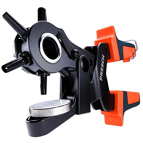 Presch Lochzange für Leder inkl. Stanzunterlagen - Gürtellochzange mit Hebelübersetzung zum Lochen von Gürtel, Stoff, Leder, Pappe - Profi Revolverlochzange - Cheap-Us