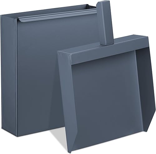 Relaxdays Ascheeimer mit Schaufel, Stahl, Aschekübel für Kamin & Ofen, HxBxT: 35,5 x 23 x 9 cm, Ascheschaufel, anthrazit - Cheap-Us