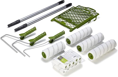 Colorus Malerset 21 tlg | Farbroller Set Wandfarbe 25cm, 18,cm 10 cm | Farbwalze Bügel, Farbgitter 27x29cm Teleskopstange Maler | Maler Set streichen, Farbroller mit Teleskopstange, Malerrolle groß - Cheap-Us