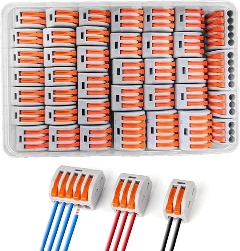 40 Stück Kabelverbinder, Elektrische Anschlussblöcke, 4mm² Leiter Klemme mit Betätigungshebel, Bilateral können frei kombiniert Werden Federdruckhebel für Feste Flexible Kabel - Cheap-Us