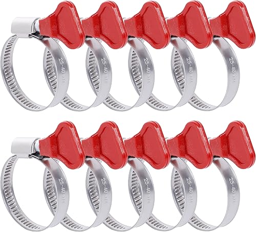 10 Stück Schlauchschellen Set, 25-40mm Einstellbare Schlauch Clips Rohrschellen Mit Griff Schlauchbinder für Wasserrohr Gasrohr Garten Poolschlauch(Schraubenschlüssel Unnötig) - Cheap-Us