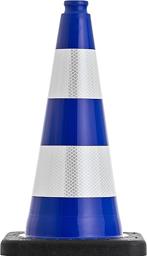 UvV-Shop Leitkegel, 50 cm Pylone blau reflektierend mit schwarzen Fuss ca. 2,2 kg schwer - Cheap-Us