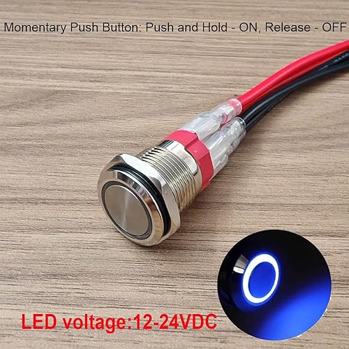 Gebildet 22mm Hoher Kopf SPST Momentaner Drucktaster Wasserdicht, Selbstrückstellender Edelstahl Drucktaster, Lötstiftanschlüsse DC 6V/12V/36V/48V, AC 110V/230V 3A, 1NO - Cheap-Us