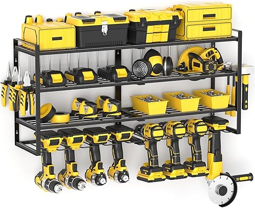 WOOLUCK® Werkzeug Wandhalterung, 4 Ebenen Werkzeugständer für 8 Elektrowerkzeug, Werkzeugspeicher Wandhalterung für Garage, Werkstatt - Cheap-Us