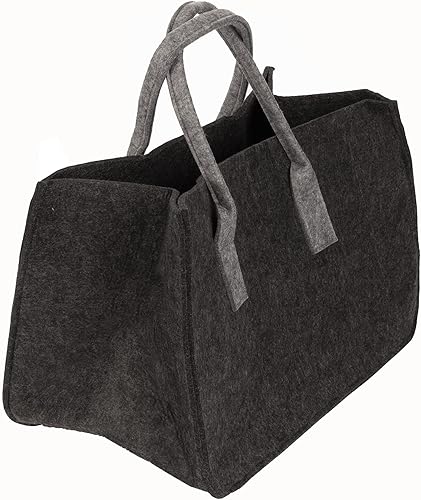 BigDean Filztasche Filzkorb anthrazit - für Kaminholz Shopper mit Henkel groß - Kaminzubehör - Holzkorb Einkaufskorb – Aufbewahrung faltbar - Cheap-Us