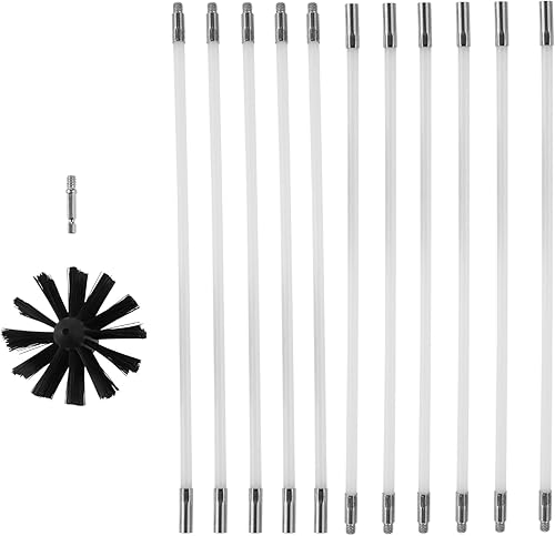 Ofenrohrbürste Stange Set, Kanalentlüftungs Reinigungsset, 11 Flexible Kaminreinigungsstab 410mm, 100mm Bürstenkopf, Kaminbürste, Schornsteinfeger Bürste für Trockner Vent/Abwasserrohr - Cheap-Us