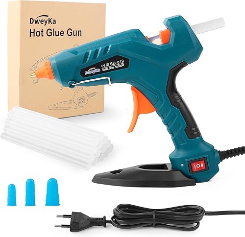 Heißklebepistole, Klebepistole Set mit Zweileistung 60/100W, mit 11mm Klebesticks und Eine abnehmbare Basishalterung & 3 Silikon Fingerhülses für DIY Kunst Industriell Reparieren Festival Dekorieren - Cheap-Us