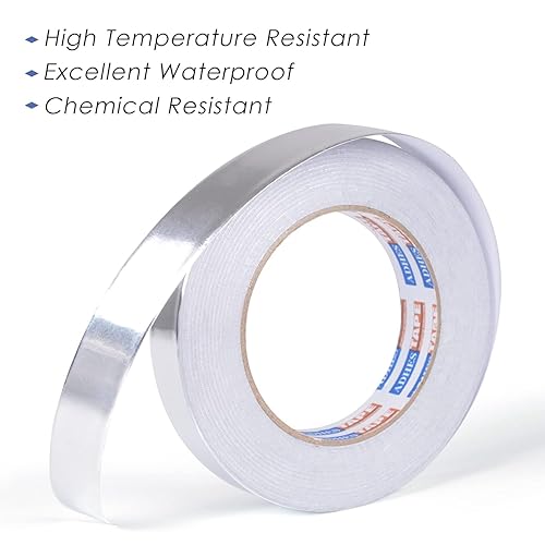 ADHES Aluminium Folienband hitzebeständiges klebeband metallklebeband silber, Hält 80 °C bis 100 °C stand, 2 Rolle 48mm (Breite) x 28m (Länge) - Cheap-Us