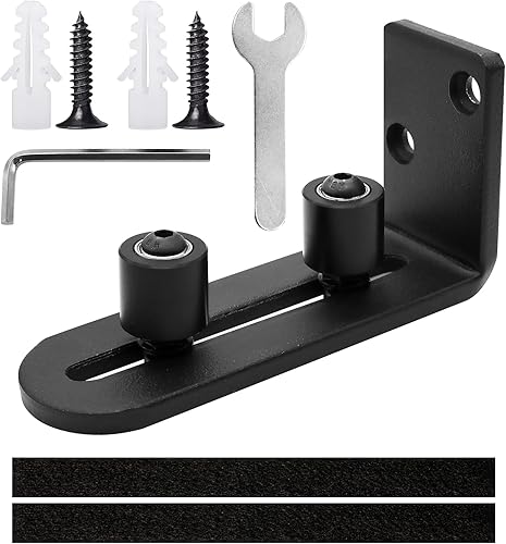 TETEWEVER Schiebetür Bodenführung Einstellbar Bodenführung Wand/Tür Unterseite Schwarz Boden Rollenführung mit Schrauben, Metall Kohlenstoffstahl Schiebetür Führung für Schiebetür, Scheunentor - Cheap-Us