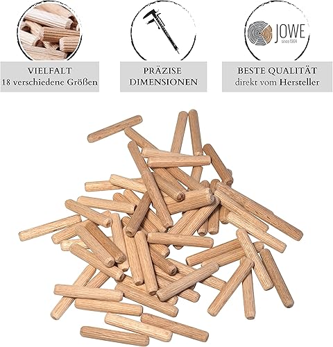 JOWE Holzdübel aus Buche 8x30mm, 300 Stk | Dübel 8 mm | 8er Riffeldübel gefertigt und verpackt in Österreich - Cheap-Us