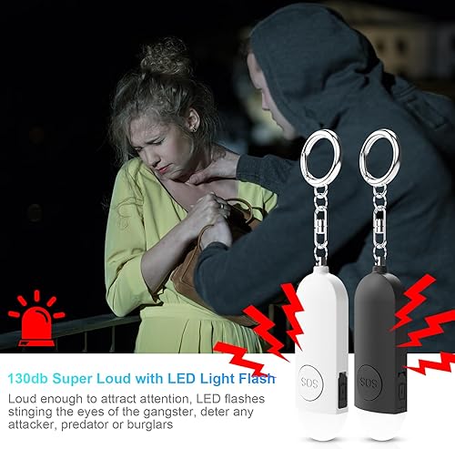Qoosea 2 Taschenalarm mit 130 dB Persönlicher Alarm Safesound Persönlicher Sicherheitsalarm Wiederaufladbare Sirene Polizei genehmigte Panik Alarm mit LED-Licht, Schlüsselanhänger (Blau+Rosa) - Cheap-Us