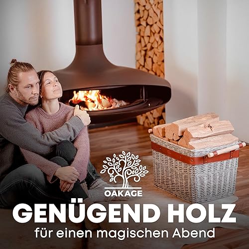 OAKAGE® Holzkorb für Kaminholz Groß aus Weide Kaminholzkorb Feuerholzkorb Brennholzkorb Weidenkorb Kaminkorb | Korb Kaufen - Cheap-Us