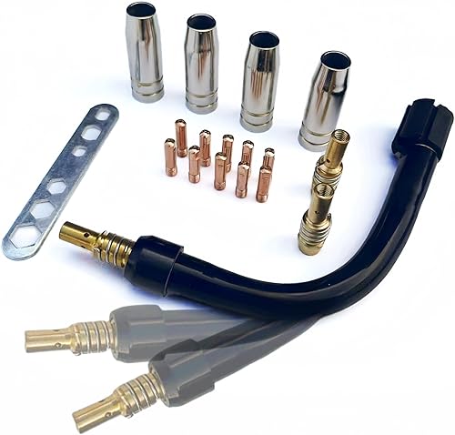 Brennerhals mig mag schwanenhals flexibler, biegsamer brennerhals für Binzel MB15 15AK MIG Pistole, 10×Stromdüse M6 0,8mm, 4xGasdüse, 2 xDüsenstock-perfekt für kleine Räume Schweißen - Cheap-Us