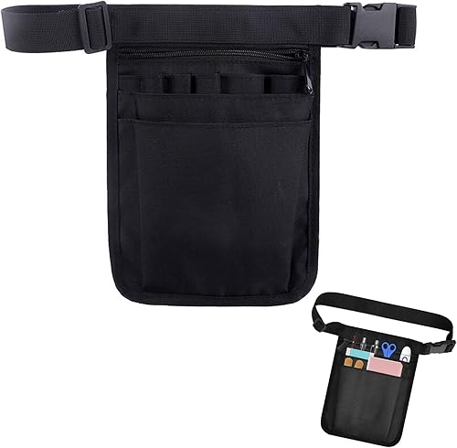 VIKY® Krankenschwester Gürteltasche, Krankenschwester Tasche, Gürteltasche Arbeit mit Verstellbarem Gürtel und Mehreren Fächern, Nurse Pflege Zubehör, Multifunktionale Hüfttasche Damen Herren(Schwarz) - Cheap-Us