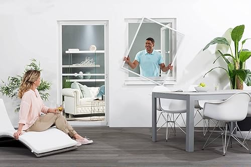 empasa Insektenschutz-Fenster Basic 100 x 120 cm in Weiß, Braun oder Anthrazit als Selbstbausatz, Fliegengitter mit Alurahmen und hochwertigem Gewebe in Schwarz - Cheap-Us
