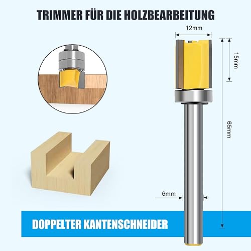 WOBLLMX 3 Stück Bündigfräser 6mm Schaft,mit Kugellager Hartmetall Klinge Handlich,langlebig und scharf für Holzbearbeitung DIY zu Hause(Arbeitslänge 7mm/15mm/20mm) - Cheap-Us