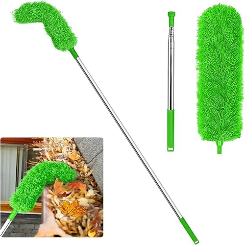 DKSooozs Dachrinnen-Reinigungsbürste mit ausziehbarer Teleskopstange, 2,5 m, Reinigungswerkzeug, leicht zu entfernen, Grün - Cheap-Us