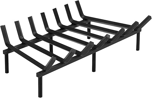 SINGLYFIRE Kaminrost, 61 cm, robuster massiver Stahl, Kaminholzhalter, 1,9 cm (3/4 Zoll) Bar, Feuerroste aus Schmiedeeisen, Holzofenhalter, Brennholzregal für drinnen und draußen, Kaminanzünder - Cheap-Us