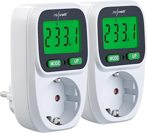 revolt Energie Messgerät: 2er-Set Digitaler Energiekostenmesser, LCD-Display, bis 3.680 W (Digitales Energiekostenmessgerät, Energiekosten Messgeräte Steckdose, Energiekostenrechner) - Cheap-Us