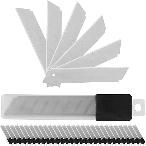 Relaxdays Abbrechklingen 18mm, 300 Stück, Cuttermesser Ersatzklingen, 7 Segmente, extra scharfe Klingen, Stahl, Silber - Cheap-Us