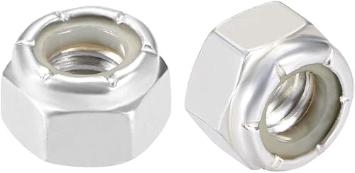 sourcing map 20 Stk.Sechskantmuttern Kohlenstoffstahl 5/16 “-18 Nylon weiß verzinkt - Cheap-Us