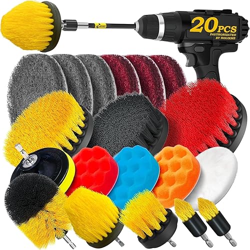 Holikme Bürstenaufsatz Bohrmaschine Set, Bürstenaufsatz Akkuschrauber Bürste Drill Brush, Leistungsstarke Bohrbürste Reinigungsbürste für Felgen/Fliesen/Küche/Böden/Auto/Badewanne - Cheap-Us