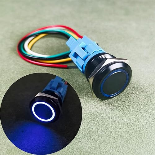 Gebildet 0.87 Zoll/22mm Momentaner Druckknopf Edelstahl Taster 230VAC 3A LED 1NO1NC SPDT An/Aus Wasserdicht mit Kabelbuchse Stecker (Grün LED) - Cheap-Us