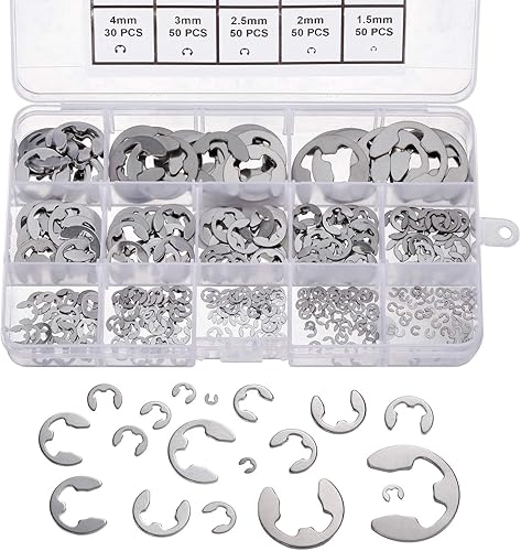 400 Stück Edelstahl E-Clips E-Ring Sortiment, KWOKWEI Sicherungsring Snap Sortiment 1.5/2/2.5/3/4/5/6/7/8/9/10/12/15mm, Sicherungsscheiben Sortiment mit Box für Wellennut Maschine Automotive Anwendung - Cheap-Us