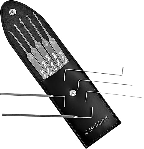 MULTIPICK ELITE 9 Lockpicking Set [9 Teile | 0,6 mm] Made in Germany - Lockpick Tool, Schlösser knacken - Lock Picks inkl. Spanner - Schloss picking - Profi Dietrich Set - Lockpicking Kit - Pick Set - Cheap-Us