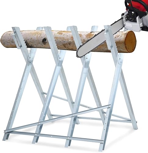 Izrielar Sägebock 1x Holzsägearbeiten für Kettensägen Holz 150kg Belastbarkeit Metall Verzinkt 81x80x80cm Holzsägebock Klappbar Ständer silber - Cheap-Us