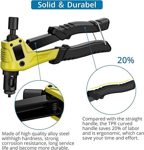 AUTOUTLET Nietmutternzange Set, Profi Hand Nietzange mit M3 M4 M5 M6 Dorne und 100pcs Nieten, 8' Mini Nietmutternpistole Nietmaschine mit Werkzeugbox, Hand Riveter Rivet Gun Riveting Tools-blau - Cheap-Us