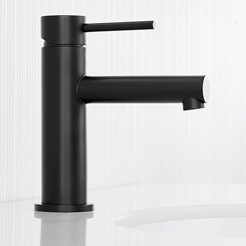 CECIPA Kaltwasserhahn Schwarz mit Ersatz-Bubbler, Waschtischarmatur mit Auslauf Höhe 93.4 mm für Gäste WC, Kaltwasserarmatur Gäste WC für Badezimmer - Cheap-Us