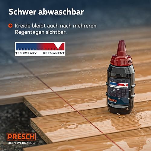 PRESCH Schlagschnur 30m - Schneller Rücklauf dank 6:1 Getriebe - Strapazierfähige Schnur für exakte Linien - Einfache Füllstandskontrolle durch Sichtfenster - Kurbelarretierung für optimale Spannung - Cheap-Us