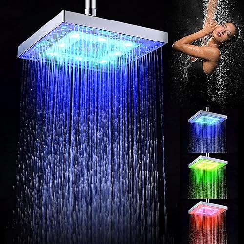 Atopskins Duschkopf Led, Duschkopf Mit Led 8 Zoll, Duschkopf Regendusche Mit Licht, Fester Duschkopf Mit Hohem Durchfluss FüR Badezimmer, Regendusche Led, Abs Langlebig Und KorrosionsbestäNdig - Cheap-Us