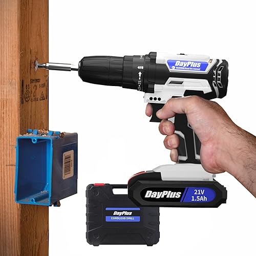 Akkuschrauber 21V, 25+1 Drehmomentstufen - 45Nm, Akku Bohrschrauber mit Akku 1.5Ah, 2 Gang Akku Bohrmaschine mit LED Licht und 29-tlg. Zubehör-Set - Cheap-Us