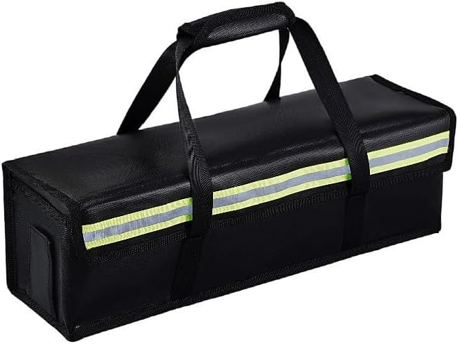 Ebike Akkutasche, Ebike Akku Schutzhülle, 4 Schichten Brandschutz, 1000 °C Feuerfest, Wasserdichte, Reflektierend, Lipo Sichere Tasche für Transport, Lagerung und Aufladung, Großraum 49 x 15 x 14 cm - Cheap-Us