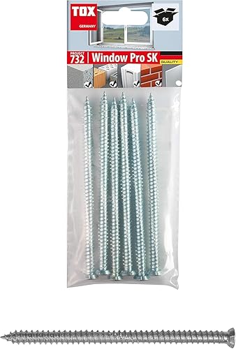 TOX 091601391 Window Pro SK Rahmenschraube aus einsatzgehärtetem Stahl, Abstandsmontage für Fenster und Türen, Senkkopf mit TX30-Antrieb, 7,5x132 mm - Cheap-Us