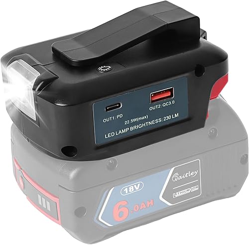 Adp05 Power Source Battery Adapter Arbeitslichtkonverter für Bosch 18 V Akku mit einem Paar USB-Telefon-Ladegerät-Schnittstelle, mit schnurloser DC-Port-Taschenlampe - Cheap-Us