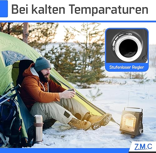 Z.M.C 2-in-1 Tragbare Gasheizung und Gaskocher, Camping Heizung multifunktionale Keramikheizung 1,7 kW, Gasheizer für Outdoor und Innenräume, mobile Heizstrahler mit Piezozündung - Cheap-Us
