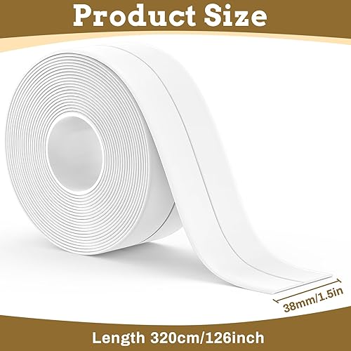 3 Rollen Dichtungsband Selbstklebend, Fugendichtband, Dichtungsband Selbstklebendes Wasserdichtes Klebeband, Für Küche, Bad, Badewanne (Weiß 38 Mm X 3,2 M) - Cheap-Us