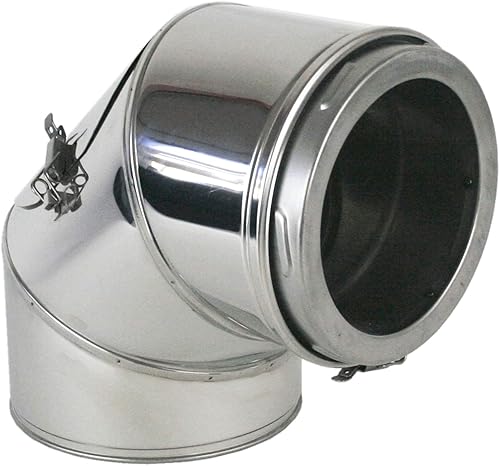 Edelstahl Versatzbogen mit Öffnung - Ofenknie Bogen für Schornstein in allen Durchmessern und Winkeln (Ø 150mm, Winkel 45°m.öffnung) - Cheap-Us