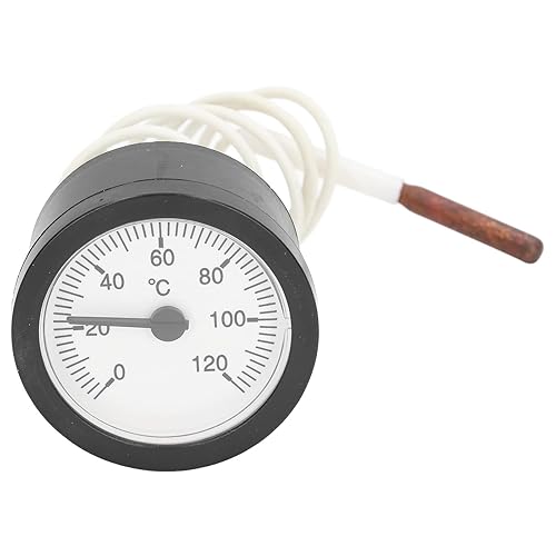 Fewb Bi Metall Temperaturanzeige, 0-120℃ Thermometer, Rundes Gas Dampfthermometer mit Verlängerungskabel für Warmwasser, Boiler und Rohre, Taschengrilltemperatur für Inkubatoren - Cheap-Us